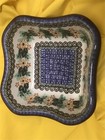 BOLESLAWIEC UNIKAT wavy edge SQUARE BOWL flower motif NEW w TAG! EXCELLENT!! — photo 9