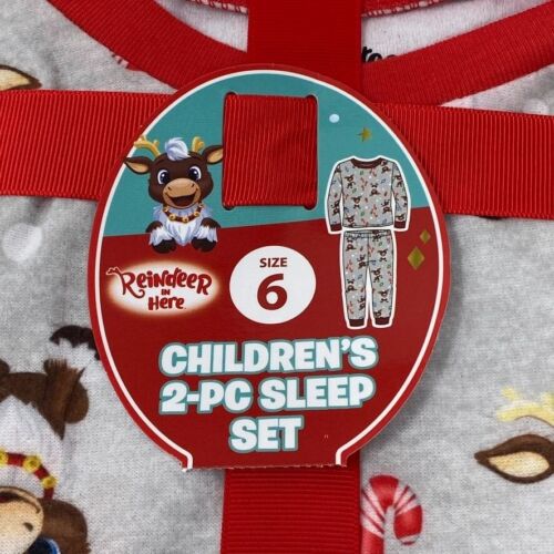 Reindeer In Here Kids' Pajama Set Sz 6 Christmas Pjs - Picture 3 of 5