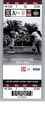 Oakland Athletics vs San Francisco Giants 5/26/2018 Ticket - Seals Stadium