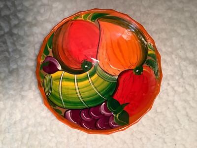 Talavera Mexican Pottery Footed Fruit Salsa Bowl  8 W By 3  Folk Art Dish Bowl