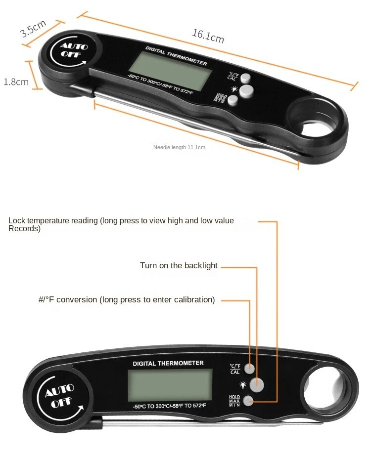 Folding Meat Thermometer Electronic Barbecue Thermometer Home Bottle Opener