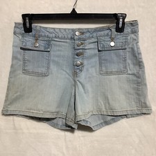 VTG LA Blues Womens Sz 10 Denim Button Fly High Waist Mom Shorts Light Acid Wash