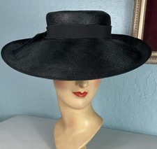 Vintage Baroncelli Andrea flat crown upturn fedora straw hat Bergere Old Money