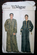 VOGUE Vintage 70s Pattern 8474 Caftan Unisex with Trim Tassels One Size