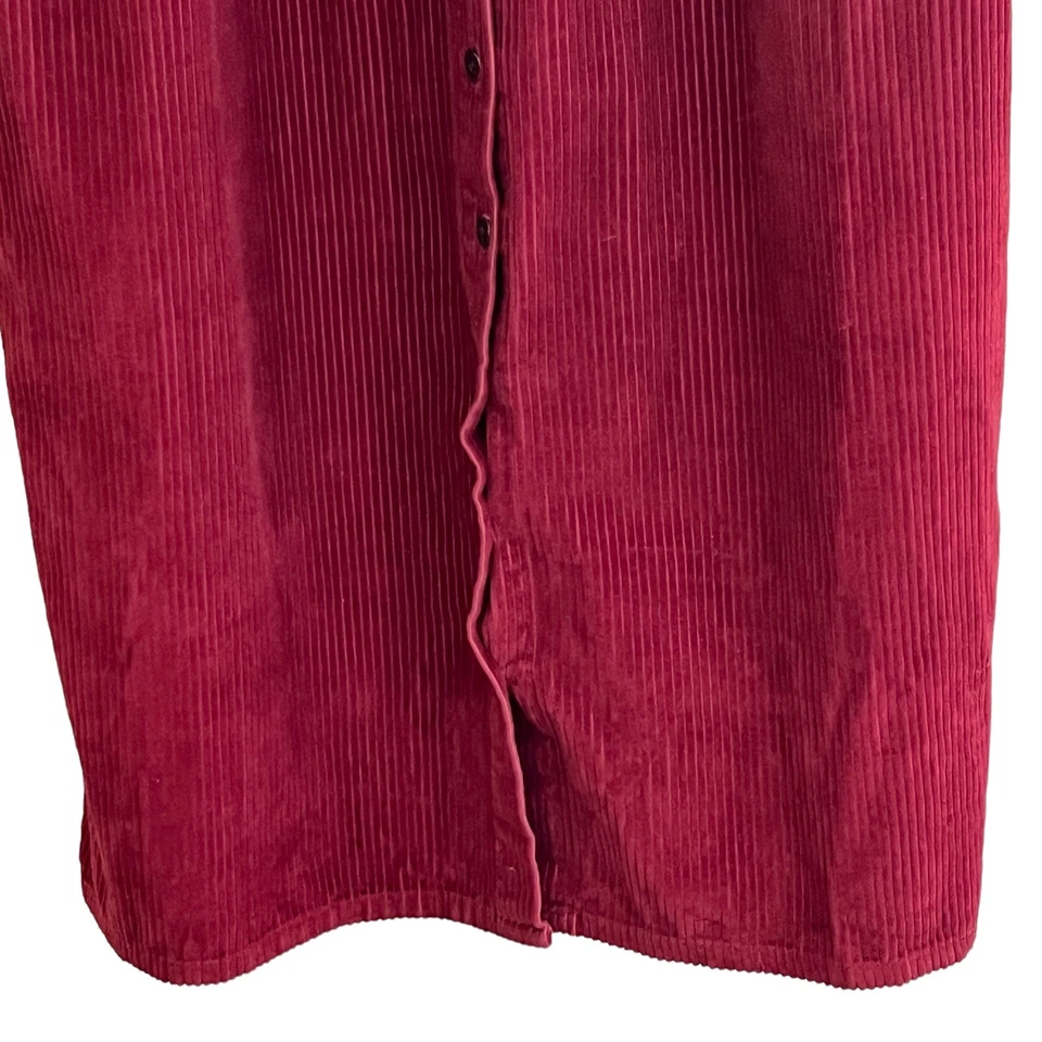 Vintage Studio Ease Maxi Dress Size 14 Burgundy Button Front Pockets Farmhouse - Image 4 of 4