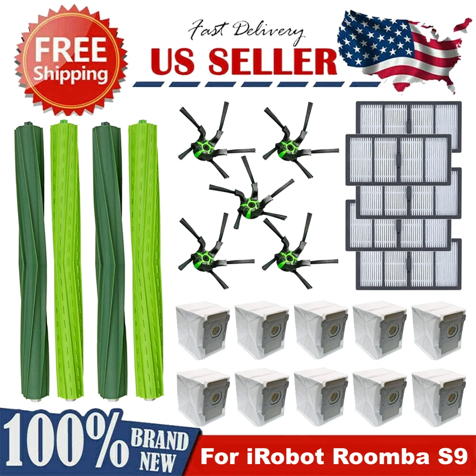 Replacement Parts for iRobot Roomba S9 S9+ 9550 Vacuum Filters Brushes Dust Bags