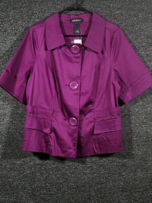 Lane Bryant Long Sleeve Button Up Blazer New With Tag Size 18 Plum Purple