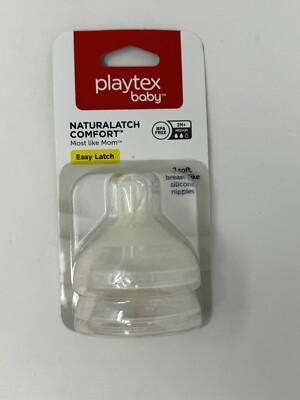 Playtex Baby Natural Comfort Easy Latch Nipples 2-Pack 3M+ NEW