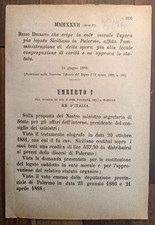 PALERMO 1888 ROYAL DECREE X OPERA PIA SICILIAN LEGATE-6196