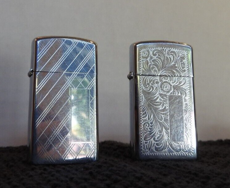 2) 1975 & 1980 ZIPPO Lighters Slim Size 1 Unused-FREE USA SHIP | eBay