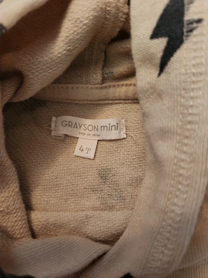 Grayson Mini Boys Size 4T Lightening Bolt Sweatshirt Hoodie & 5T Short Set - Image 3 of 4