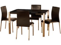 Seconique Charisma Dining Set - Black Gloss & Chrome Table With 4 Black Chairs Seconique Charisma Dining Set - Black Gloss & Chrome Table With 4 Black Chairs