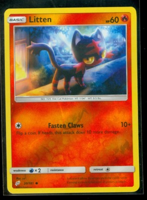 Pokemon LITTEN 20/181 - Team Up - Rev Holo - MINT