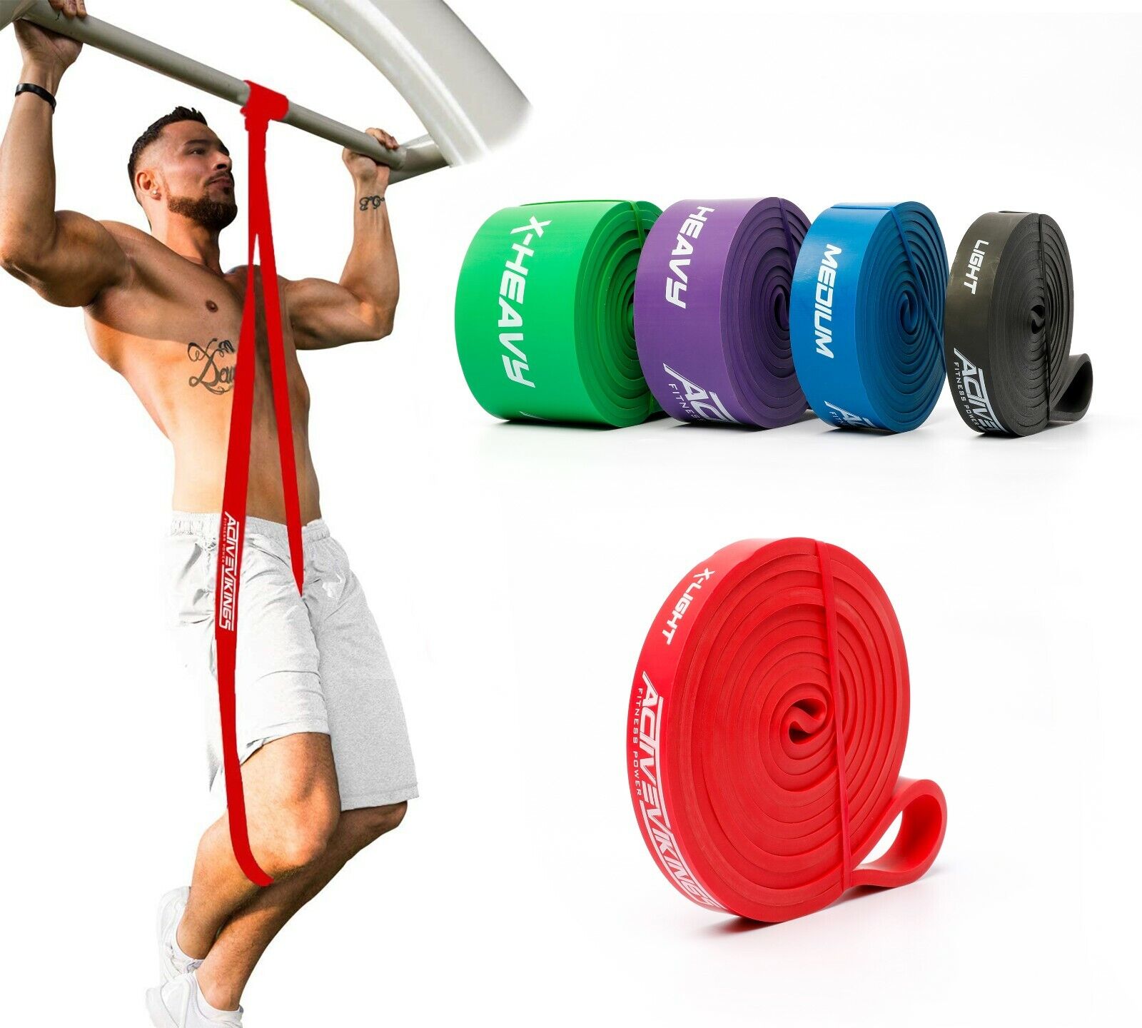 ActiveVikings Pull-Up Fitnessbänder Perfekt für Muskelaufbau und Crossfit