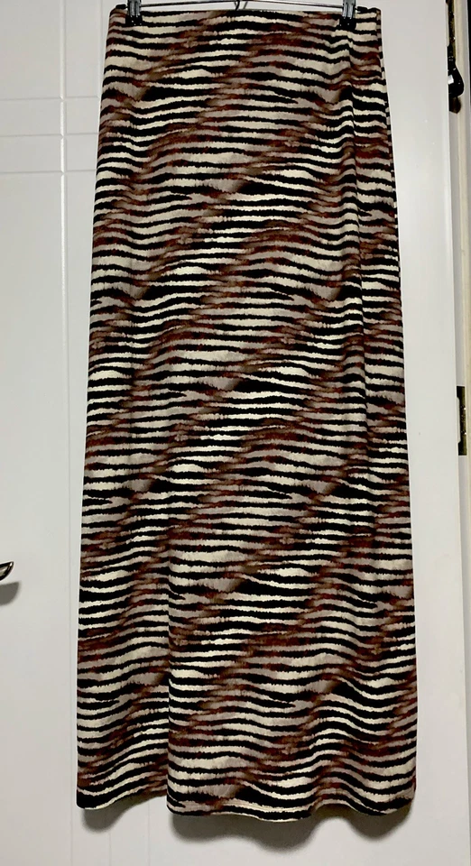 Maxi Falda Tommy Bahama Para Mujer Talla S Estampado Animal Elástica Cebra Marrón Foto 2 de 4