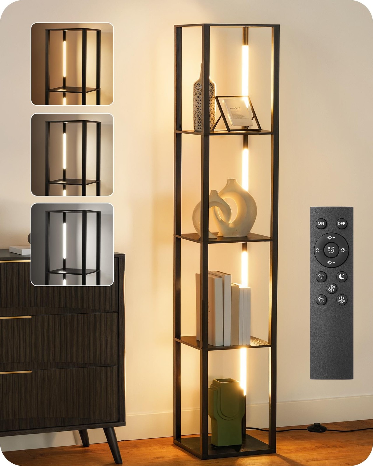 64.2 Inch Modern LED Floor Lamp with Built-in Shelves for Stylish Corner Lighting