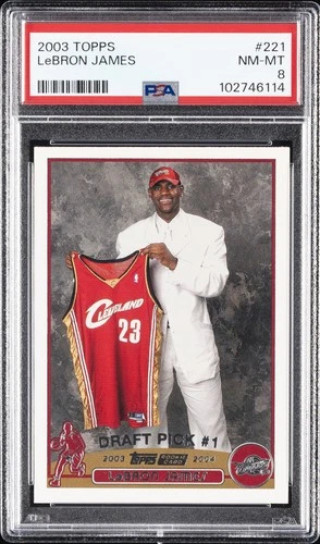 2003 TOPPS #221 LEBRON JAMES ROOKIE RC PSA 8