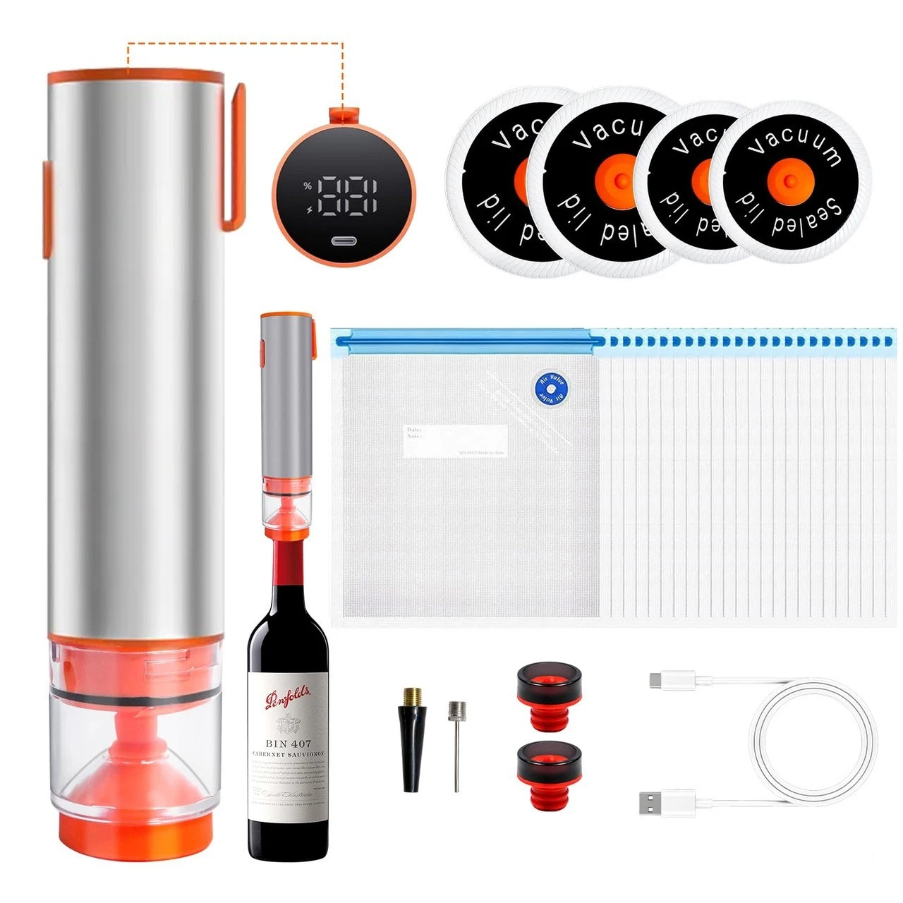Compact Handheld Vacuum Sealer for Food with Vacuum Food Storage Bags, Mason Jar
