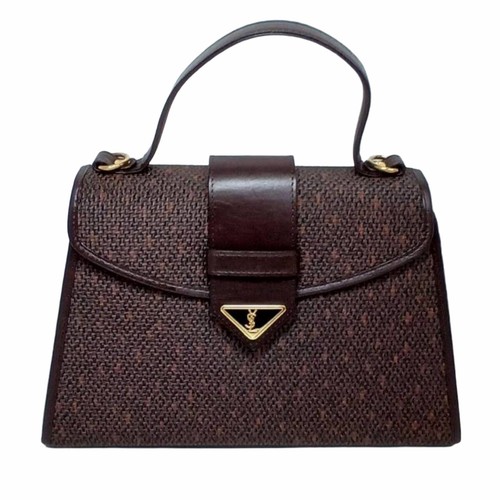 Yves Saint Laurent 2-Way Leather Shoulder Bag Vintage Brown Japan