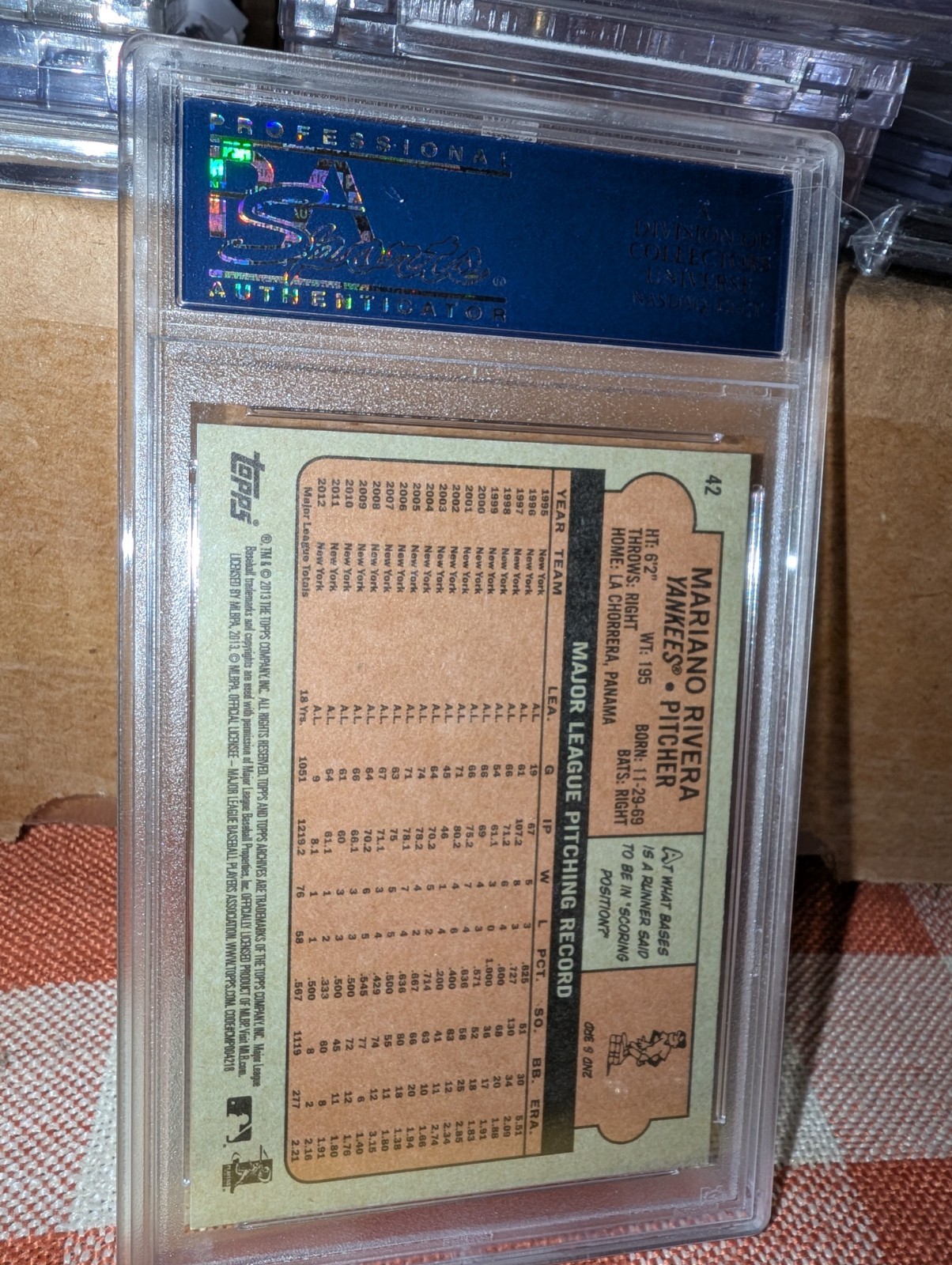 2013 Topps Archives - Mariano Rivera #42 PSA 10 Yankees view 2