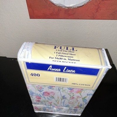 Anna Linen Full Sheet Set 100% Cotton 400TC Floral Deep Pocket