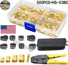 500X Non-Insulated U Shape Copper Terminals Crimp Assortment Kit For Cable Wire