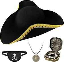 - Colonial Tricorn Pirate Hat - Adult Women and Mens Pirate Hat - Pirate Cost...