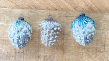 3 Vintage Glass Feather Tree Christmas Ornaments Pinecone Grapes Japan
