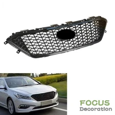 Front Upper Grille Grill Black Honeycomb&Radar Hole For Hyundai Sonata 2015-2017