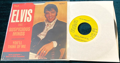 Elvis Presley:  Suspicious Minds/You'll Think... 45 RCA/US PROMO w/sleeve VG