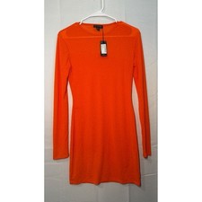 PrettyLittleThing Shift Dress 6 Orange Onion Skin Long Sleeve Mini