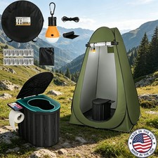 Portable Camping Toilet Pop-Up Privacy Tent 12-Inch Seat 400lbs Outdoor Potty