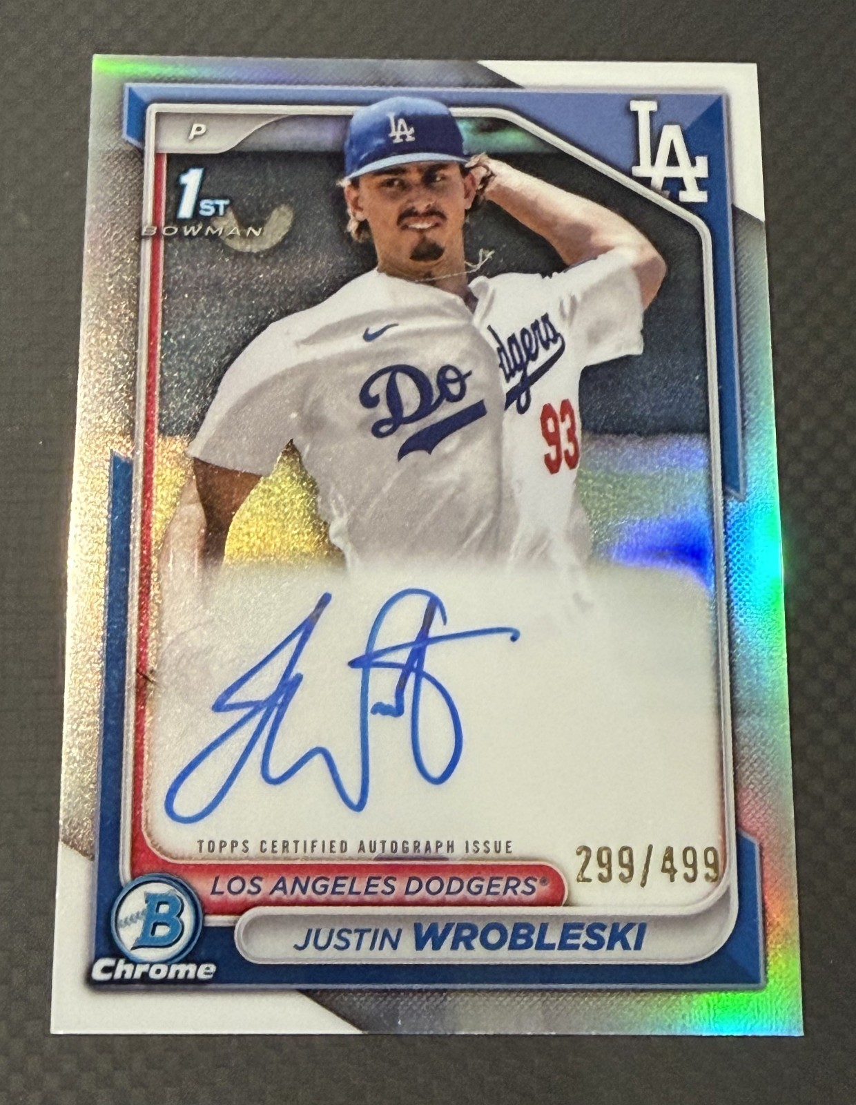 2024 Bowman Chrome - Prospect Auto Justin Wrobleski #CPA-JWR Refractor #299/499