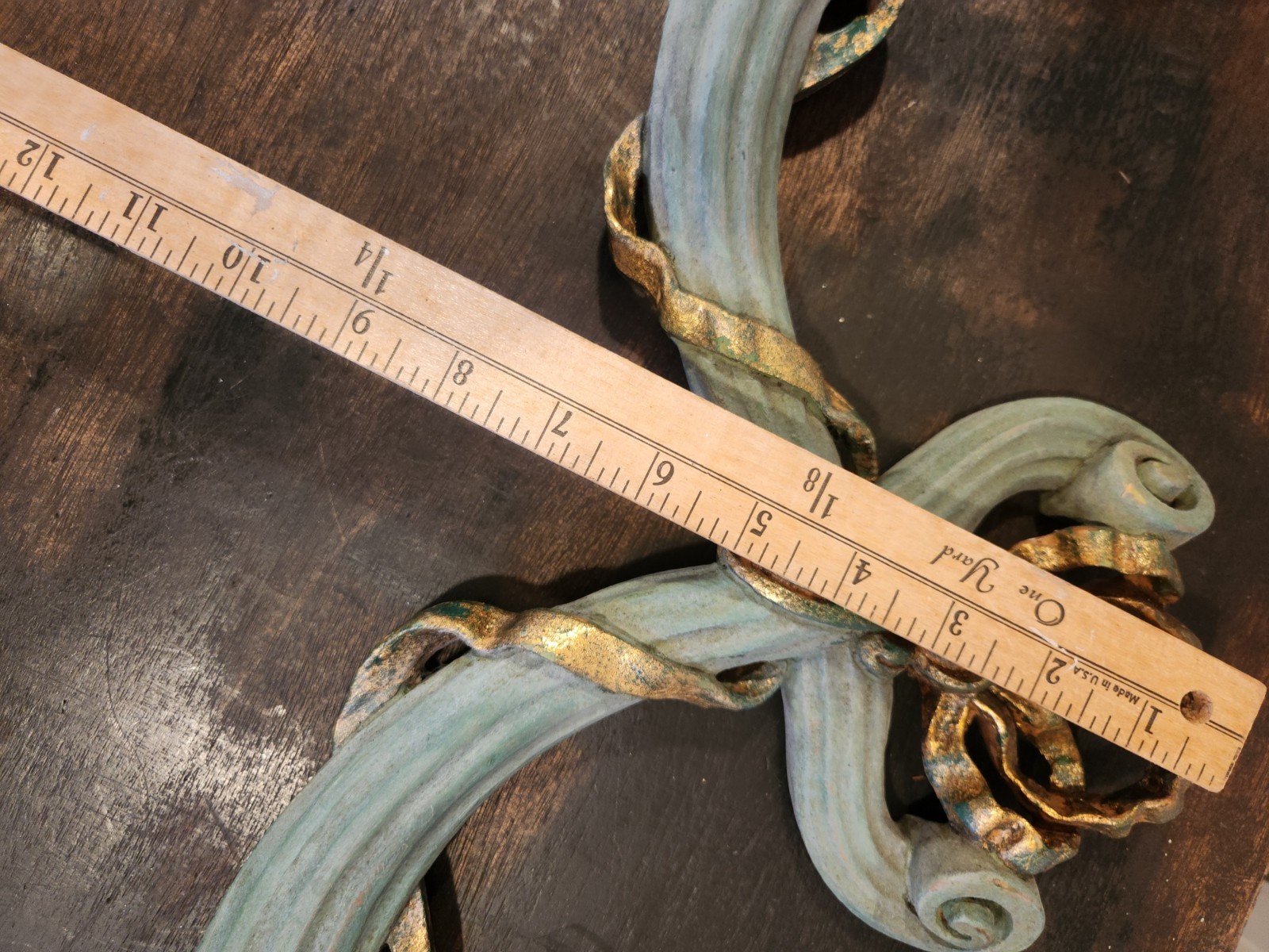 Vintage Italian Wall Ornament Carved Wood Pediment Cornucoppia Architectural 