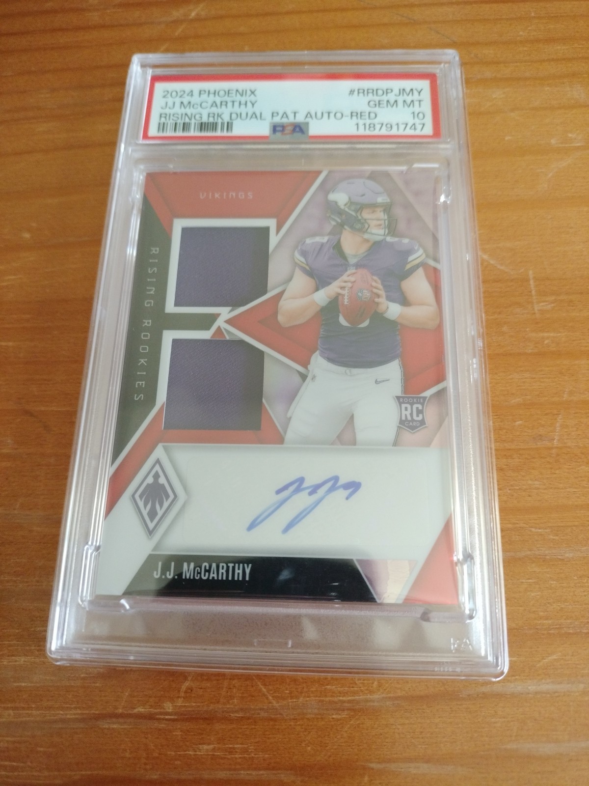 JJ McCarthy Panini Phoenix Rising Rookies Dual Patch Autographs #RRDPJMY Red