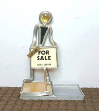 Vintage Real Estate Agent Realtor Lead & Stained Glass Desktop Sculpture 