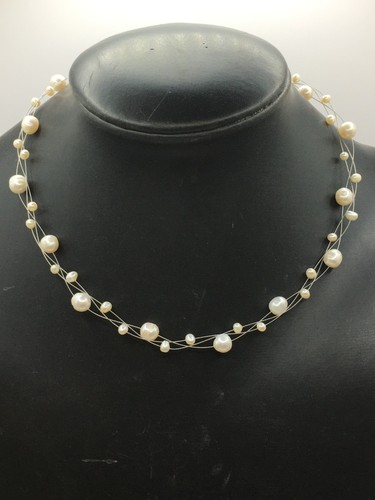 ZOO Jewellery Pearl Necklace Freshwater Choker Bridal White 925 Clasp J18 P29 - Picture 7 of 13