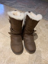 kids girls boots, size 3 UK, 34 EU, mid-calf, very warm, brown, shearling type