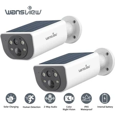 2Pack Wansview 2K 3MP Wireless Outdoor Solar Security Camera AI Motion Detection