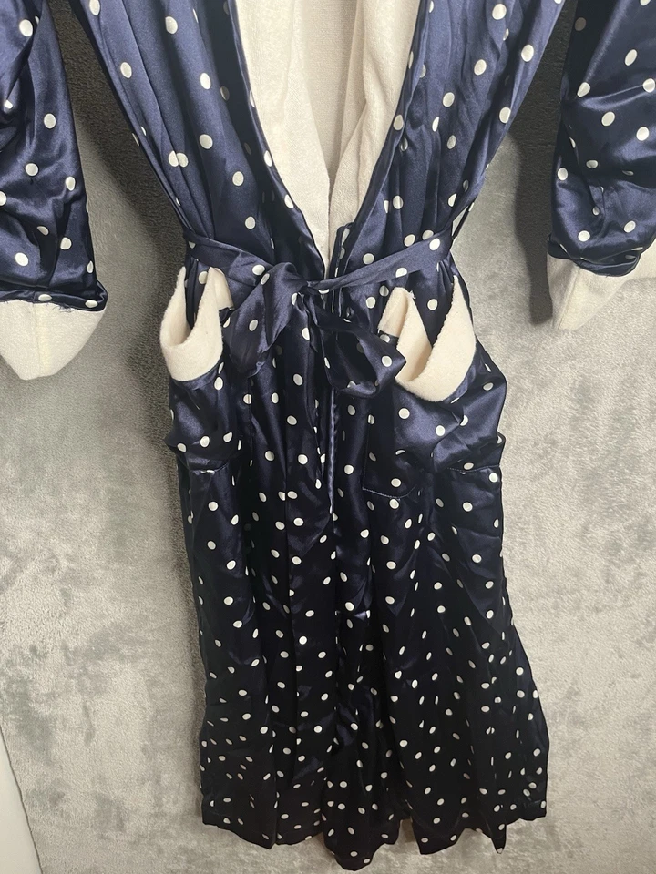 Vintage Victoria's Secret Blue & White Polka Dot Full Length Robe P/S - Image 2 of 4