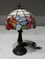 Vintage Tiffany Table Bedside Lamp Floral Stained Glass Lamp Desk Light H13 1/2"