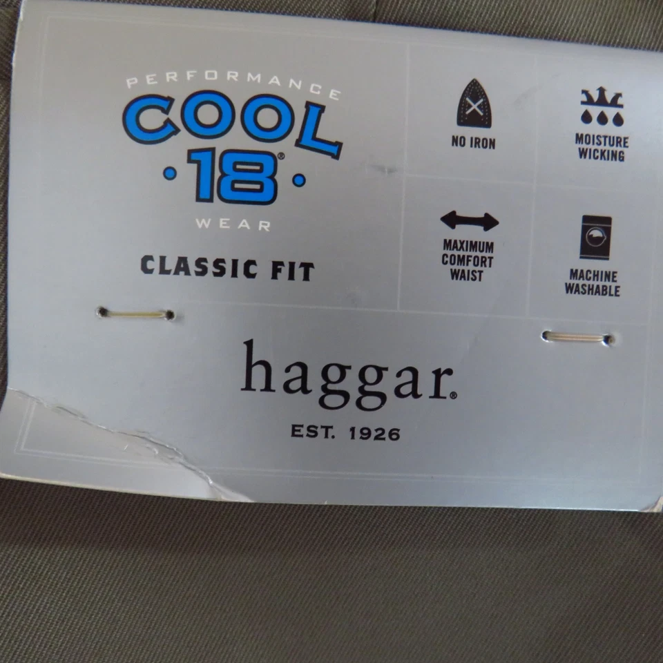 Pantalones Haggar Cool 18 Calce Clásico Confort Cintura Frente Plano Para Hombres 38x34 Marrón ¡NUEVOS! Foto 4 de 4