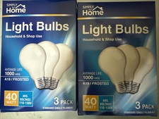 40W Simply for Home Frosted White Glass A19 Light Bulbs w/Standard Medium Base