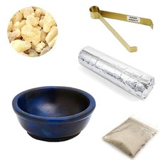 5tlg.Räucherset Räucherschale Rauchgefäß mit 50g Boswellia Weihrauch Kohle Zange