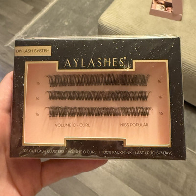 AYLASHES Miss Popular Cluster Wimpern DIY Pre Cut Faux Mink C-Curl Schwarz 16