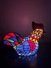 Tiffany Style Vtg Stained Glass Chicken Rooster Accent Night Light
