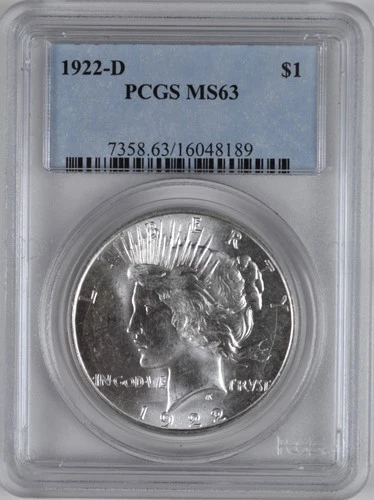1922-D PEACE DOLLAR S$1 PCGS MS 63