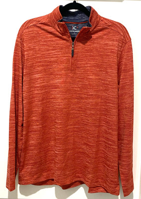 Johnston & Murphy (LRG.) GameDay - Rust/Navy Blue 1/4 Zip Pullover - EUC !
