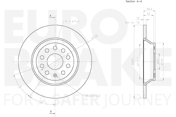 2X Eurobrake Bremsscheibe Voll Ø300Mm FüR VW Passat Variant 3G5 CB5 Tiguan-image