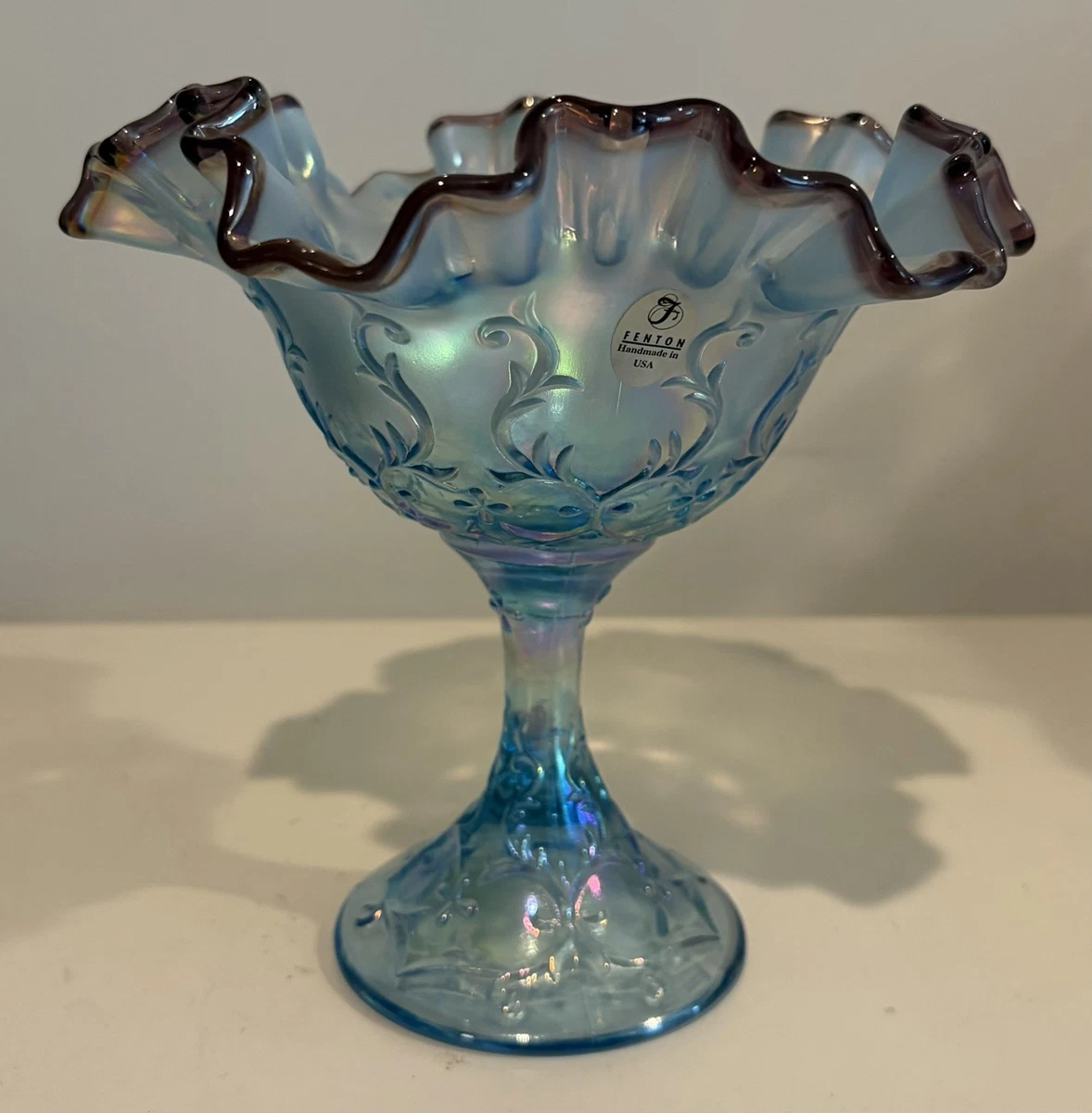 フェントン　バタフライ柄カーニバルグラス　ヴィンテージ fenton blue carnival glass products for sale | eBay